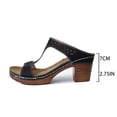 thumbnail image 5 of Miluxas Block Heel Sandals for Women, Open Toe T Strap Hollow Out Platform Slip On Platform Sandals Women Black 7.5(40), 5 of 9