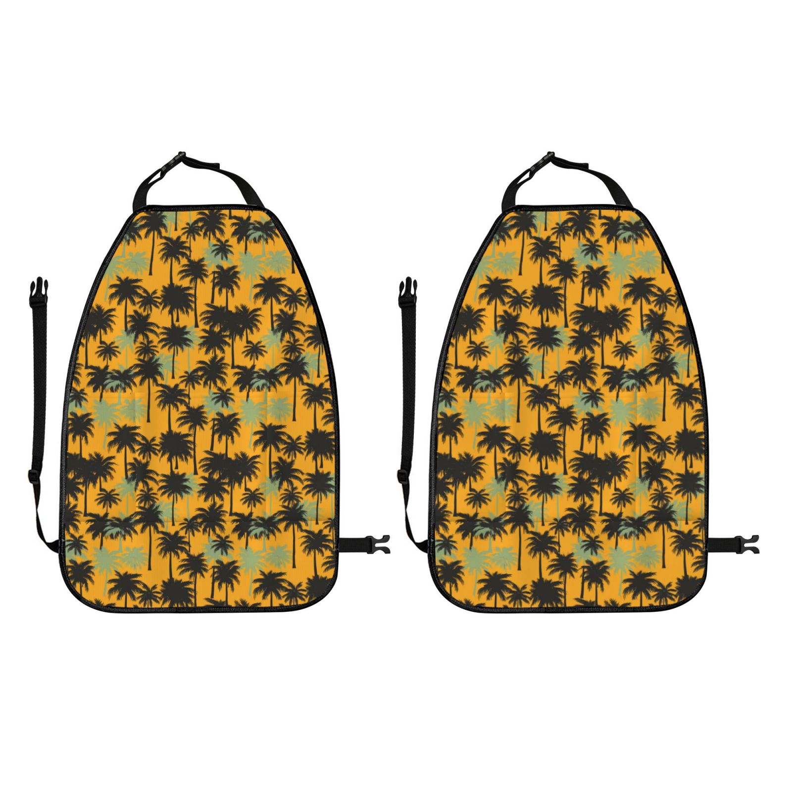 Kdxio Hawaii Palms Print 2 Pack Car Kick Mat Seat Cover Back Protector Mat with Pockets for Organizer Backseat Protector and Storage Anti Kick Pad for Vehicles