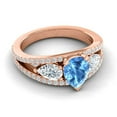 thumbnail image 3 of 2.00 Carat Fine Pear Cut Blue Topaz Gemstone & Natural Diamond Engagement Ring for her 18K Rose Gold Size 8.5 by Diamond Capitals, 3 of 8