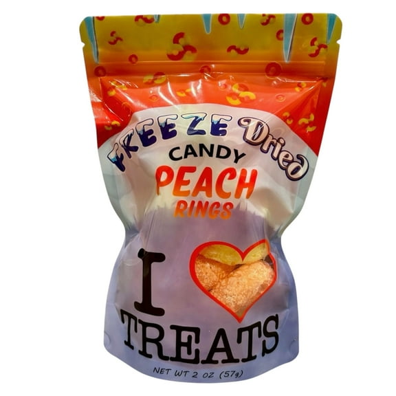 I Love Treats Freeze Dried Peach Rings Crunchy Puff Candy Flavor Blasts