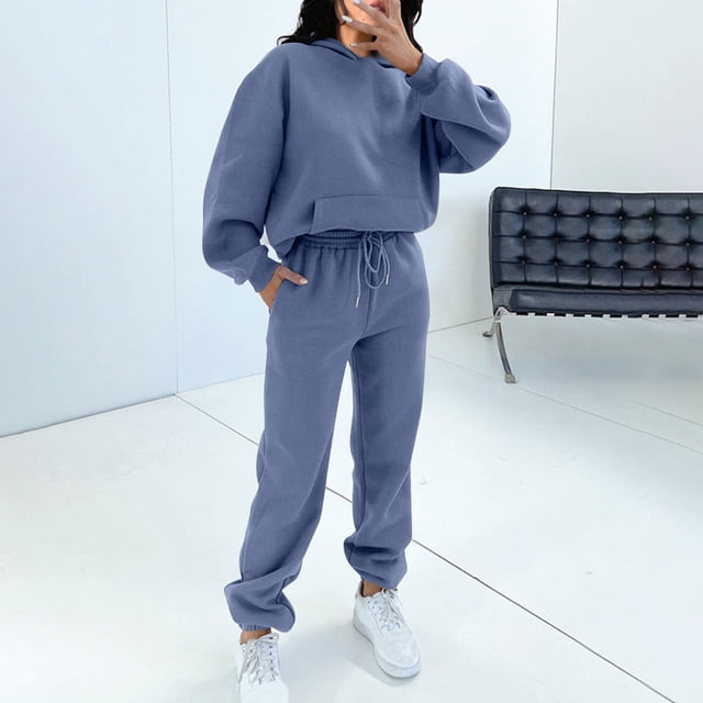 Ensemble Deux Pièces Économies d'Été Liquidation 2022! Mode Femmes Poche Col Rond Décontracté Sweat à Manches Longues + Pantalon Ensemble