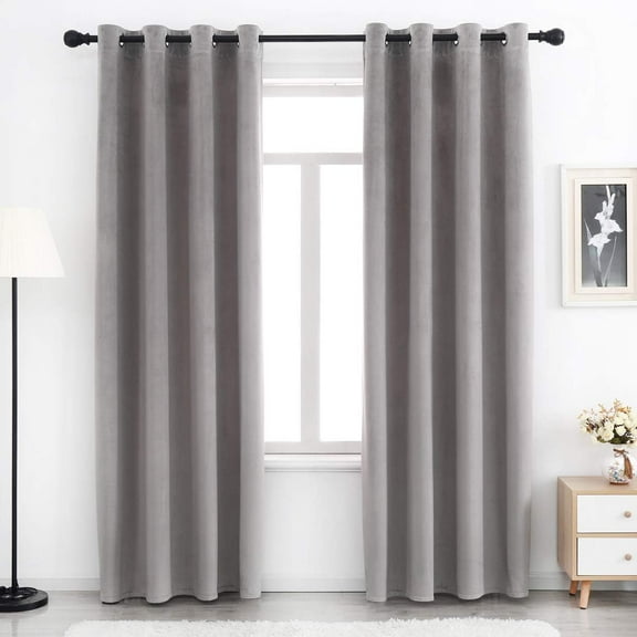 Velvet Curtains 84 inches Long Soft Velvet Curtains Grommet Velvet Thermal Insulated Curtains Window Treatment for Bedroom Light Filtering Velvet Curtains Set of 2 Panels