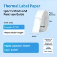 thumbnail image 2 of 5 Pack Colorful Thermal Label Paper Rolls - 40mm Long White Labels, 200 Sheets/Roll, Self-Adhesive Waterproof Refill for Mini Bluetooth Label Maker, 2 of 5