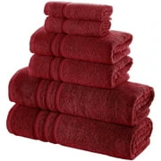 Hawmam Linen Red Burgundy Bathroom Set - 6-Piece 100% Turkish Cotton - 2 Bath Towels, 2 Hand Towels, 2 Washcloths - Soft, Plush, Quickdry, High Absorbent - Bathroom Accessories, Dorm Room Essentials