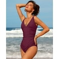thumbnail image 5 of Charmo Womens V Neck One Piece Swimsuits Ruched Tummy Control Monokini Bathing Suits, 5 of 7