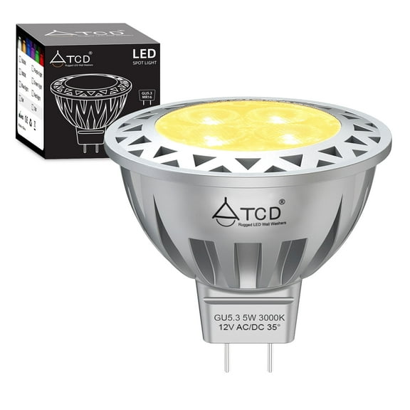 MR16 LED Bulbs 5W (50W Halogen Equivalent) - 3000K Warm White, 12V GU5.3 Base, 700LM, 35° Beam Angle, Non-Dimmable for Indoor/Outdoor Spotlight Path Stair Driveway Recessed Lighting 1 Pc