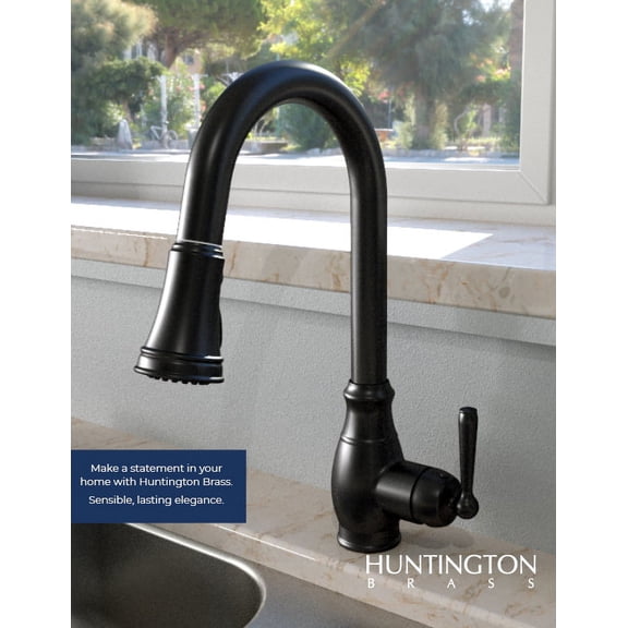 Matte Black Huntington Brass Pull Down Kitchen Faucet