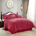 thumbnail image 2 of Home Soft Things 7 Piece Ogee Faux Fur Embroidery Bedspread Set - Tango Red - King (102" x 90"), 2 of 9