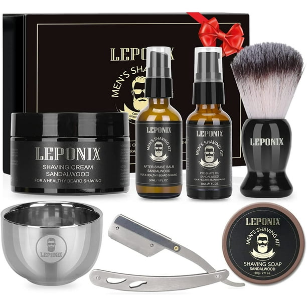 LEPONIX Shaving Kit for Men, Include Straight Razor, Sandalwood Shaving Cream, Mens aftershave