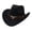 Black, variant on Western Cowboy Wide-Brimmed Hat for Men Women: Vintage Riding Hat with Bull Logo and Belt Decoration - Classic Rolled-Brim Hat for Outdoor Party Look