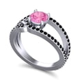 thumbnail image 2 of Diamond-Capitals 2.50 Carat Fine Round Cut Pink Sapphire & Black Onyx Gemstone Proposal Ring for her Solid 18K White Gold Size 7.5, 2 of 8