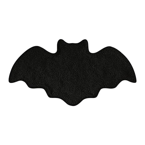 XHKUYI Halloween Bat Rug 23.6 × 15.7 inch, Gothic Black Bat Shaped Welcome Mat, Soft Plush Non Slip Washable Floor Mat for Living Room Bedroom Home Decor Goth Home & Halloween Decor