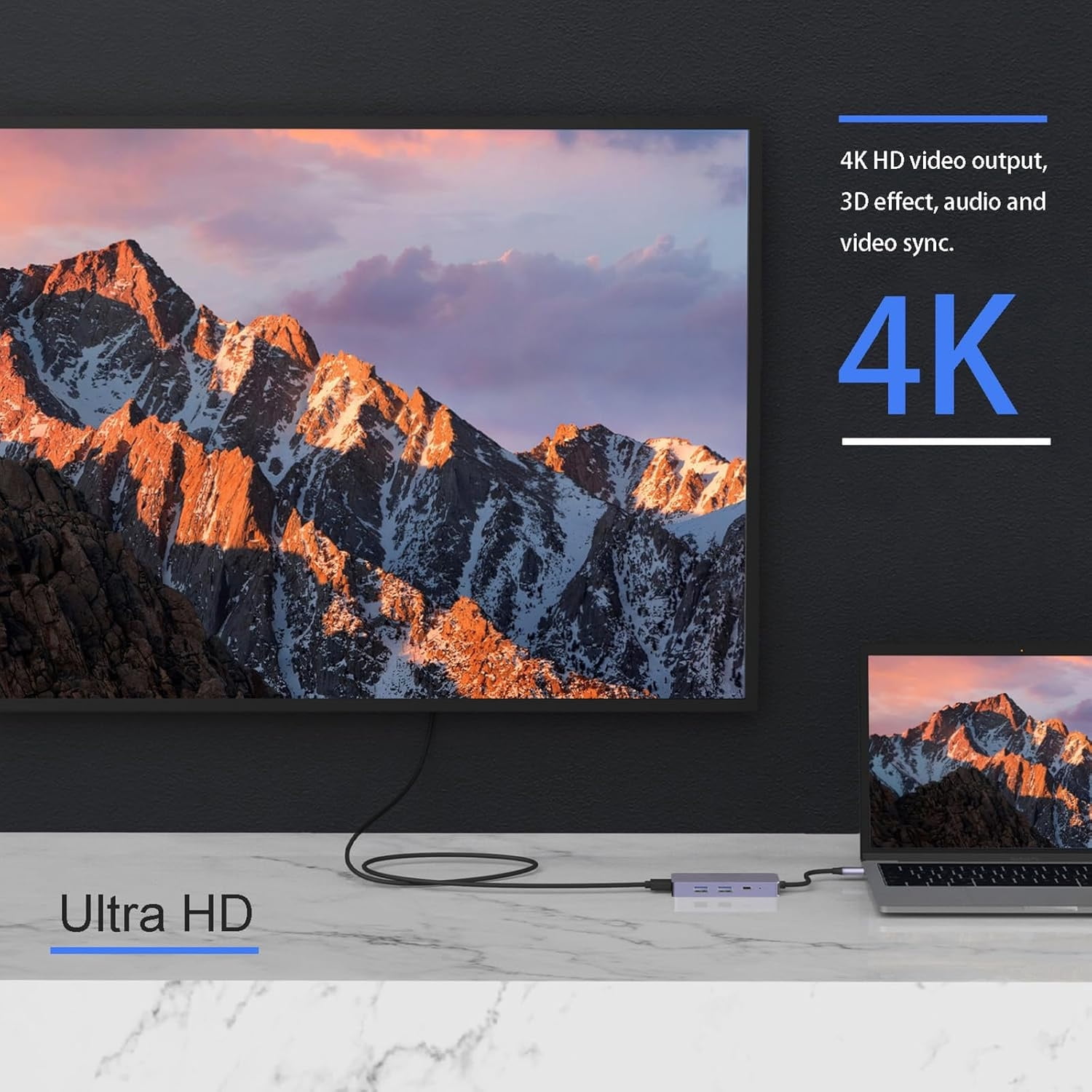 USB 3.0 Hub, 7 Ports USB C Hub With 5Gbps Data Transfer, USB C to HDMI with HDMI, USB C 3.0/2.0, SD/TF, PD 100W Compatible with Type C MacBook, Mac Pro, iMac