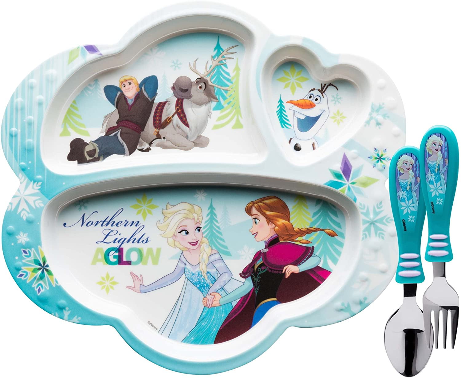 NEW Zak Disney Frozen 8 Piece Plastic Dinnerware Set Plates Bowls & Flatware 