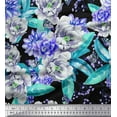 thumbnail image 1 of Soimoi Green Polyester Crepe Fabric Leaves & Floral Print Sewing Fabric BTY 52 Inch Wide, 1 of 3