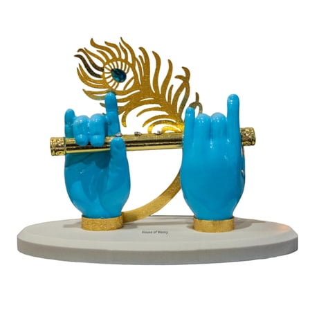 Lord Krishna Hand Blue with Flute for Home Decor and Gifting (3.5 inches)