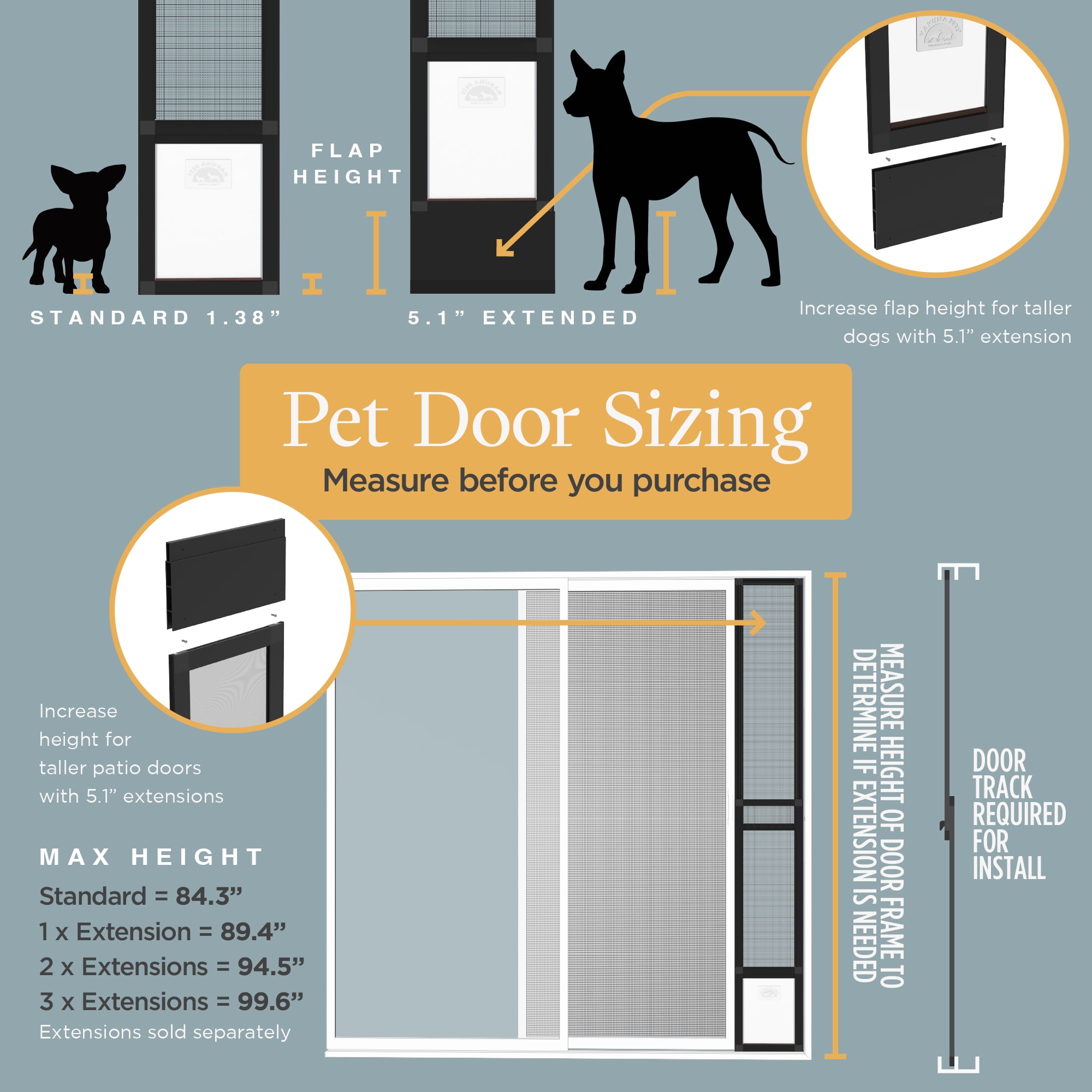 Hakuna Pets Medium Black Mesh Patio Pet Door, Suitable for Screen Sliding Doors, for Dogs & Cats up to 42 lbs