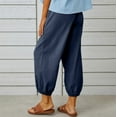 thumbnail image 5 of Women's High Waist Pants Drawstring Capri Yoga Pants with Pockets Wide Leg Pants for Women, 5 of 6