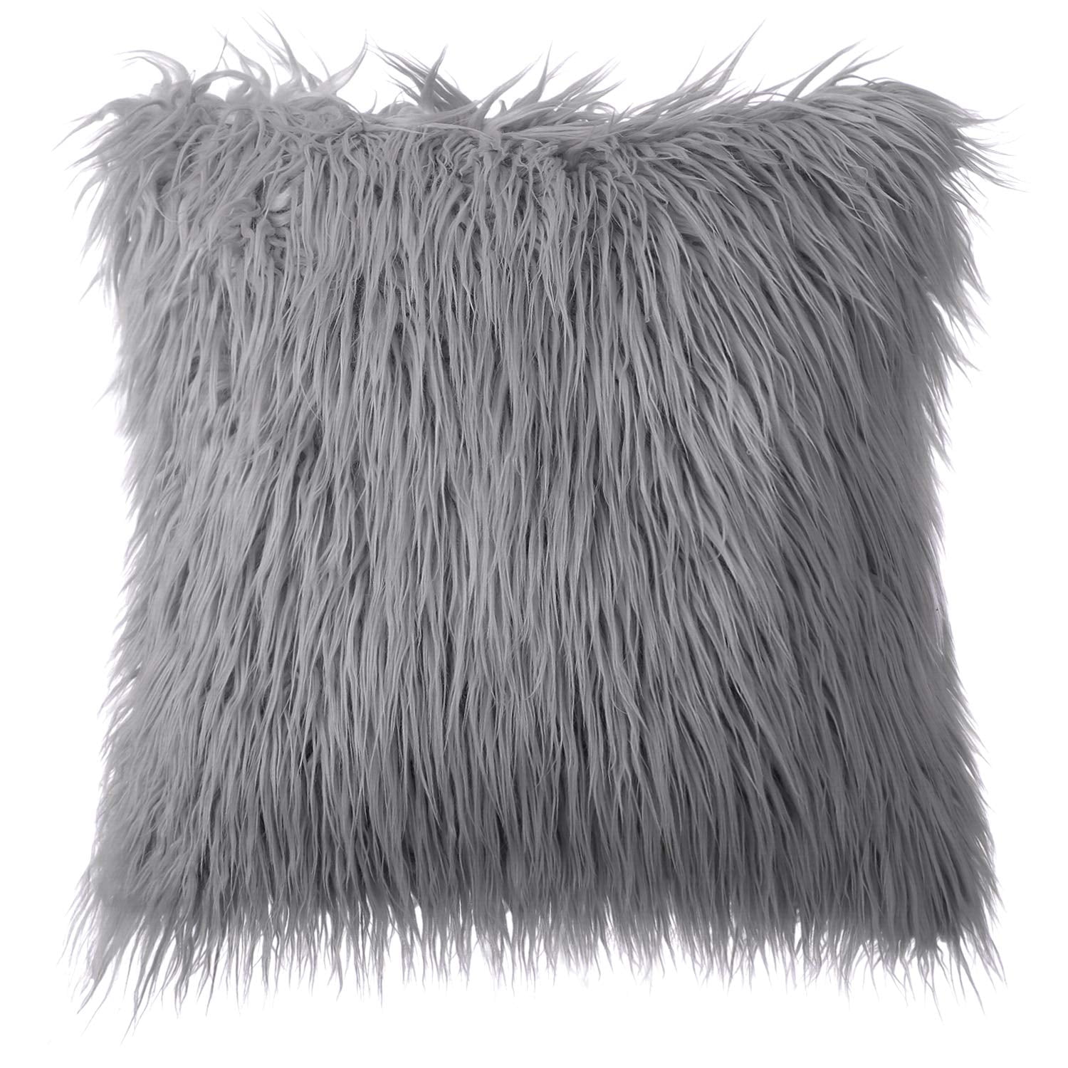 Phantoscope Merino Style Faux Fur Series Decorative Throw Pillow, 20" x 20", Gray, 1 Pack