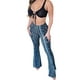 thumbnail image 1 of Pantalones acampanados elásticos de cintura alta con estampado bohemio para mujer, pantalones acampanados rectos informales y adelgazantes con estampado floral retro, 1 of 7