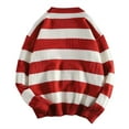 thumbnail image 3 of KDFJPTH Mens Sweaters Crew Neck Long Sleeve Pullover Sweater Striped Red M, 3 of 7
