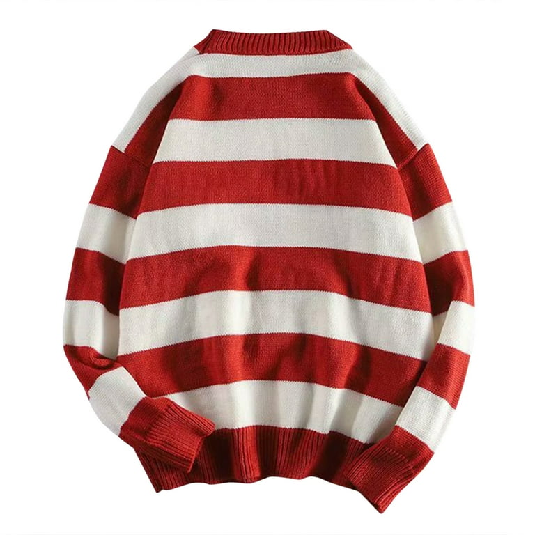 Mens red and 2024 white striped turtleneck