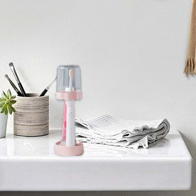 White Toothbrush Bracket With Cup Height Adjustable Bathroom Toothbrush Bracket Can Hold Toothpaste Regular Or Toothbrush