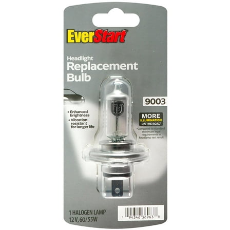EverStart 9003 Halogen Headlight Bulb, 1 pack, Compatible with Multiple Cars