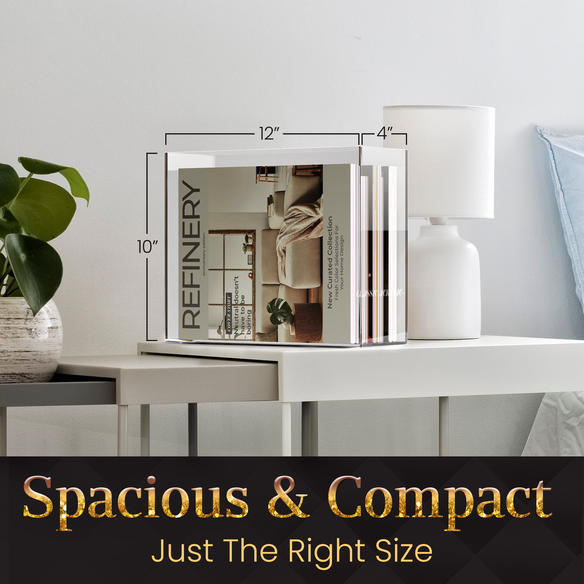 CLASSIC ACRYLIC File Organizer for Home and Office Organization, Clear, 10"x12"x4" Gift Box Included