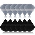thumbnail image 1 of 12 Pieces Triangle Powder Puff Face Cosmetic Makeup Puff for Loose Powder Soft Body Washable Reusable Foundation Sponge Mineral Powder Wet Dry Makeup Tool(Black, Gray,Small), 1 of 5
