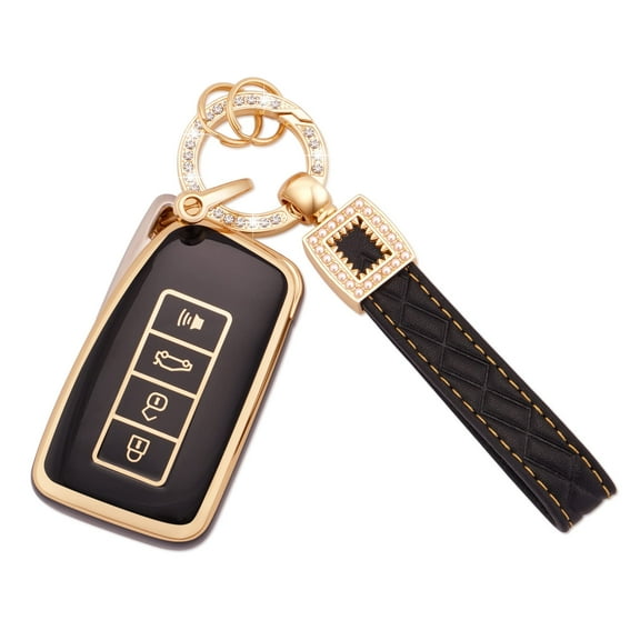 Heavy Duty TPU Key Fob Case with Leather Lanyard for Lexus RX ES GS LS NX GX LX LC Models Full Protection Cover for 2 3 4 Button Smart Key Remote