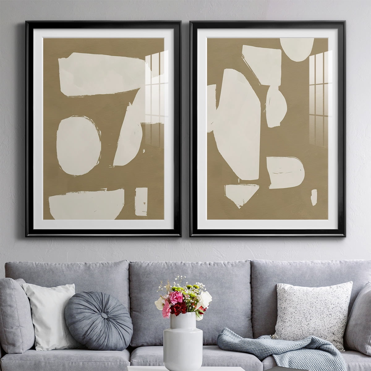 Wexford Home Chunky Abstract I Premium Framed Print, 30.5" x 42.5" - Ready to Hang, Black (Set of 2)