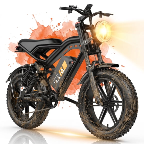 GlobalKeep Adults 20" Fat Tire Multi-terrain Off-road Electric Bike,1500W Peak Motor,48V 15.6Ah Removable Battery, Dual Shock System, Front & Rear Disc Brakes, Shimano 7-Speed, UL Certified.