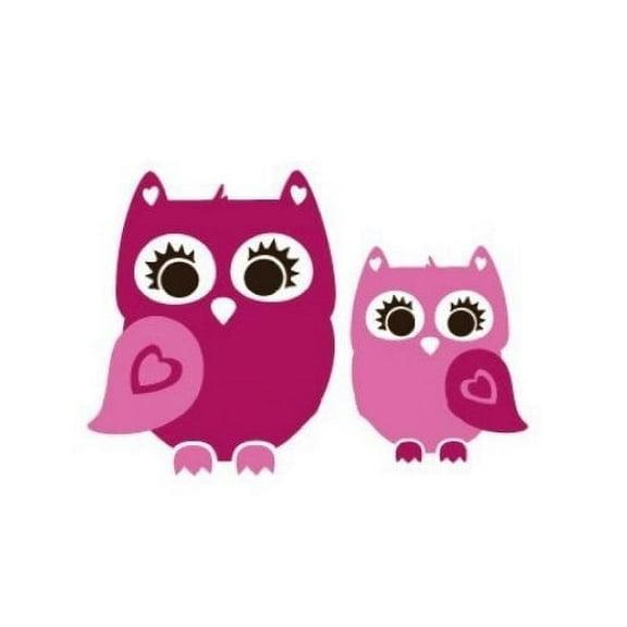 Cute Pink Owls Edible Icing Image for 8 inch round cake