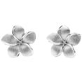 thumbnail image 1 of 14K solid white gold Hawaiian 20mm plumeria tropical flower post stud earrings, 1 of 2