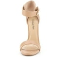 thumbnail image 3 of BURUDANI Women's Ankle Strap Open Toe Stilettos High Heel Sandals Party Dress Taupe/Pu Size 10, 3 of 4