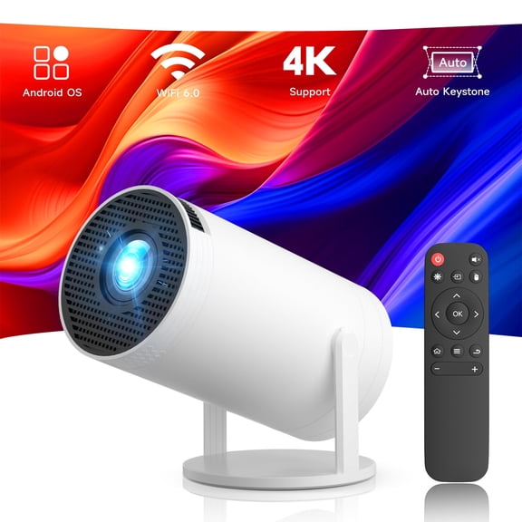 SGV Mini Projector - Home Theater Portable 5G Wifi 4K 1080P Support,Smart for Movies Compatible with Phone,with WiFi and Bluetooth, - White