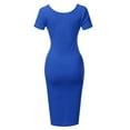 thumbnail image 3 of A2Y Women's Solid Fitted Classic Short Sleeve Premium Cotton Midi Dress Sapphire S, 3 of 5