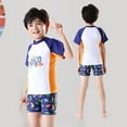 thumbnail image 2 of MEZZALL Toddler Swimsuit Boy 2PCS Boys Swimwear Sets Short Sleeve Boys Swim Shirt Boy Swim Trunks Summer Beach Vacation Pool Rash Guard Bathing Suits 4-5 Years Lovely Kids Wear, 2 of 9