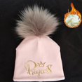 thumbnail image 1 of Gorro con pompón de cubo para bebé, gorro con letras de Príncipe, princesa dorada, a la moda, para recién nacido, 1 of 4