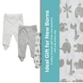 thumbnail image 5 of Spasilk Baby Boys' Cotton Pull on Footed Pants, Pack of 3, Gray Animals, 9 Months, 5 of 7