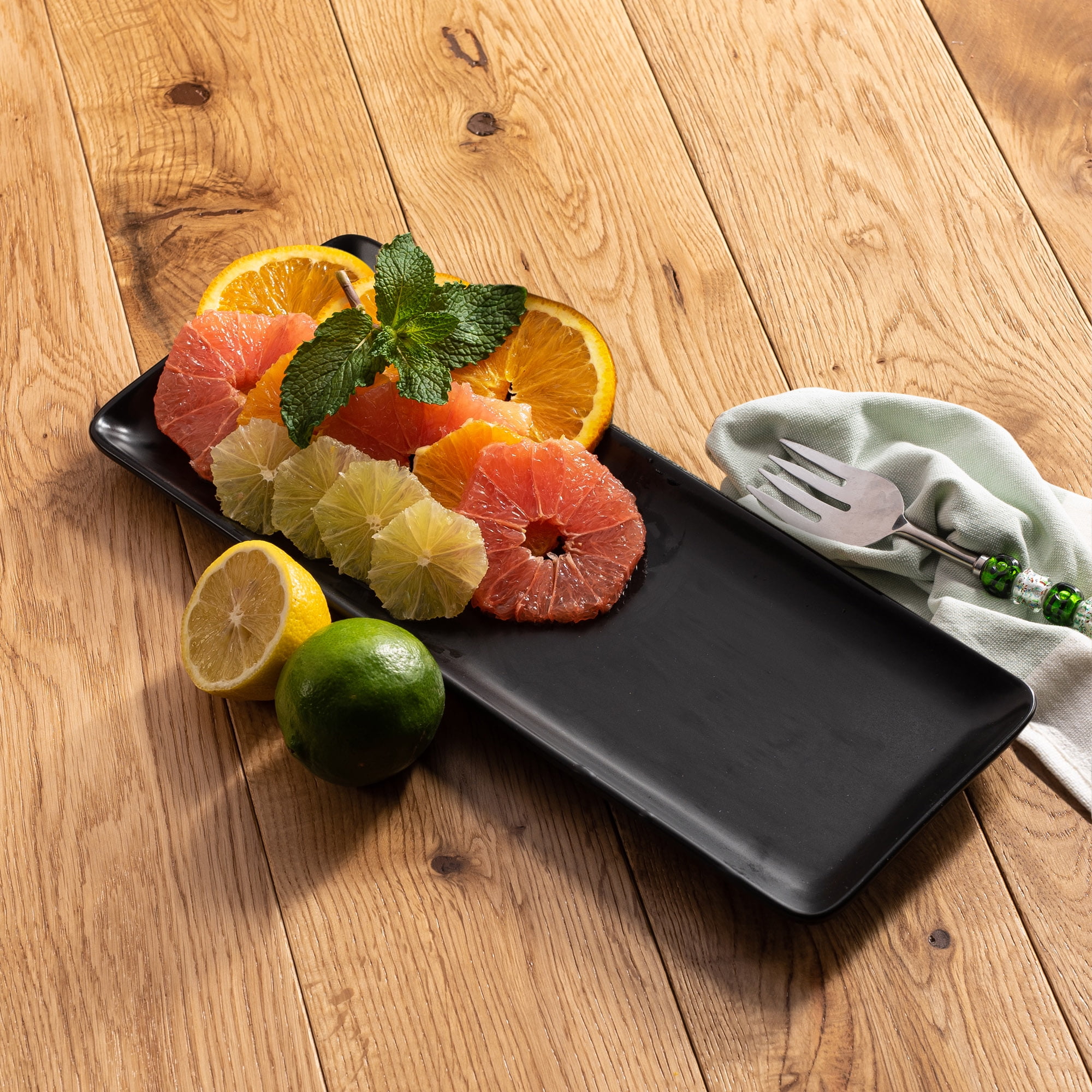 Mainstays Large Rectangle Serving Platter, Black