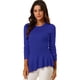 thumbnail image 1 of INSPIRE CHIC Top de punto para mujer, manga larga, acanalado, dobladillo con volantes, peplum, tops Azul XS, 1 of 6
