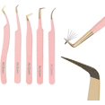 thumbnail image 1 of SHIQI-Eyelash Extension Tweezers, Professional Fiber Tip Lash Tweezers Set of 5,Curved 45 90 Degree Volume Isolation Tweezers, 1 of 4