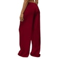 thumbnail image 5 of KDDYLITQ Women's Pants Low Rise Drawstring Sweatpants Wide Leg Elastic Waist Baggy Joggers Fashion 2025 Trousers with Pockets Red S, 5 of 6