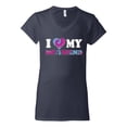 thumbnail image 2 of I Love My Boyfriend Tie Dye Pop Culture Women's Standard V-Neck Tee, Navy, X-Large, 2 of 3