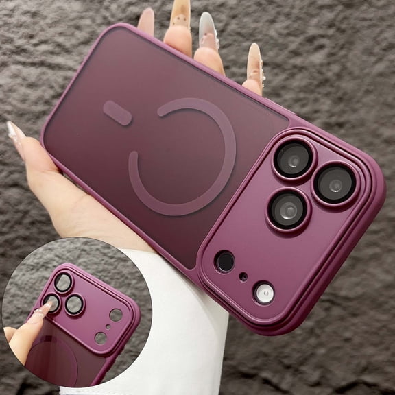 Dteck for iPhone 18 Pro Max Case with Camera Lens Cover, Fit for MagSafe, Translucent Slim Matte Magnetic Shockproof Phone Cover,Cherry Red