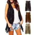 thumbnail image 2 of Quixlent Women's Fringe Vest Retro Sleeveless Jacket Cowgirl Western Outfits Open Front Tassel Cardigan Outerwear, 2 of 8