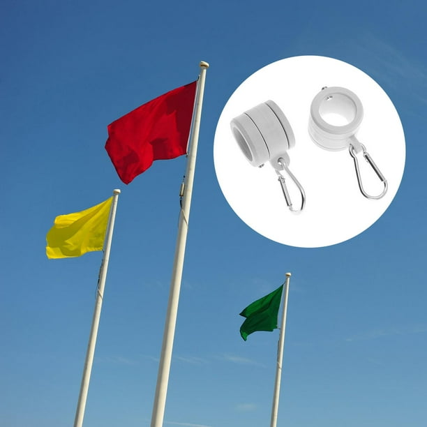 Paquete de 2 clips para mástil de bandera, anillo de montaje giratorio de nailon, sin enredos, con mosquetones para anillos de mástil de 1"-1" de diám