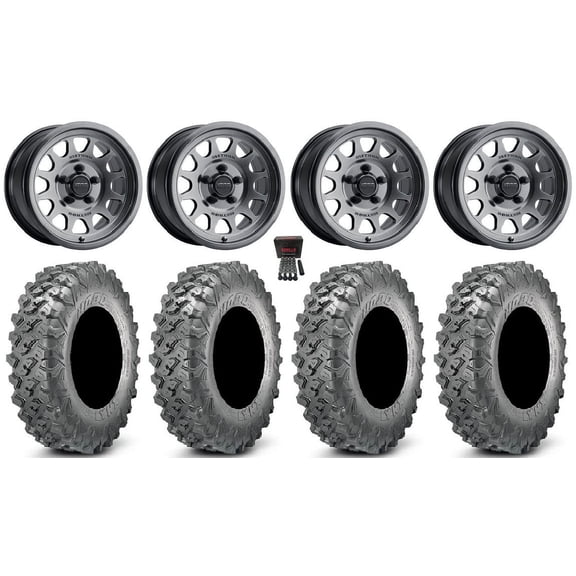 Method 414 15" Wheels Graphite  13mm 32" Lynx SXS Tires Polaris RZR Turbo R & Pro R Ranger 1500 Xpedition